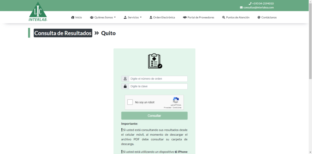 Interlab Consulta de Resultados