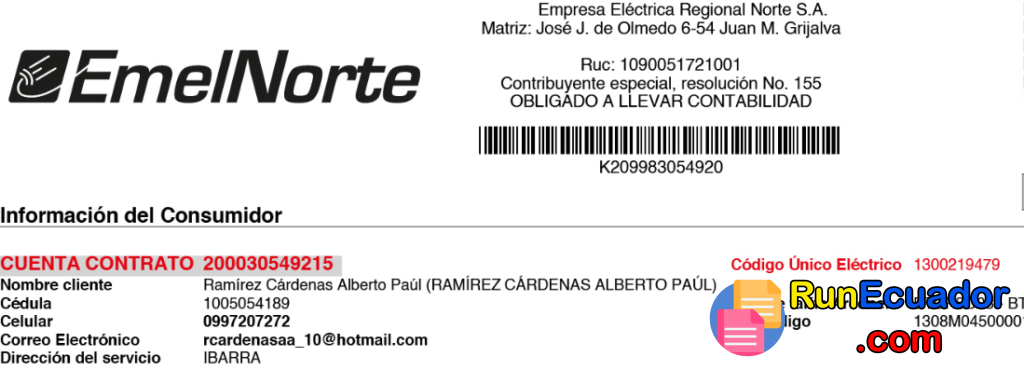 Consultar planilla de luz Ibarra EmelNorte 8 planilla de luz EmelNorte