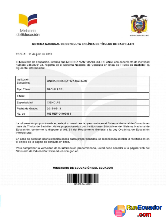 Consulta De Título Bachiller 2024