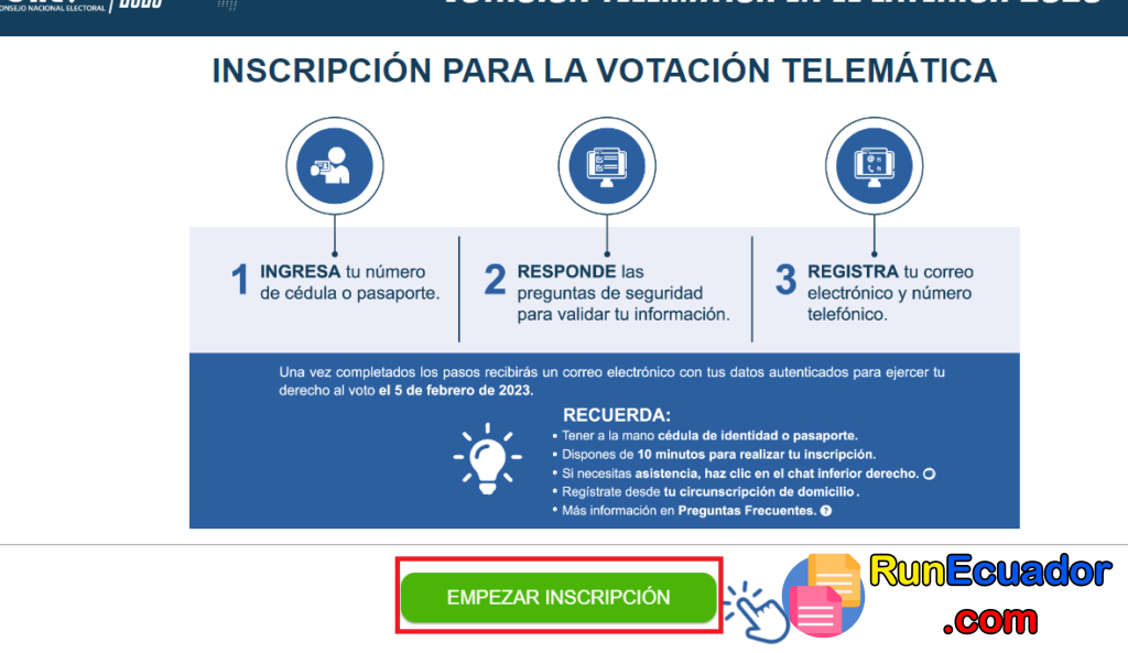 Inscripción Voto Telemático CNE Ecuatorianos en el Exterior 5 Inscripción Voto Telemático CNE Ecuatorianos en el Exterior